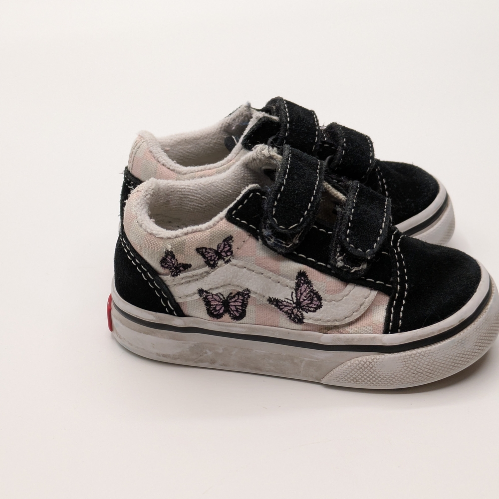 Kids Black and White Butterfly Sneakers Sz 4 Vans